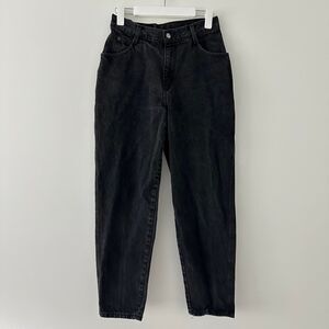 Vintage 90s Gitano High Waisted Faded Black Denim Tapered Mom Jeans Waist 25 26